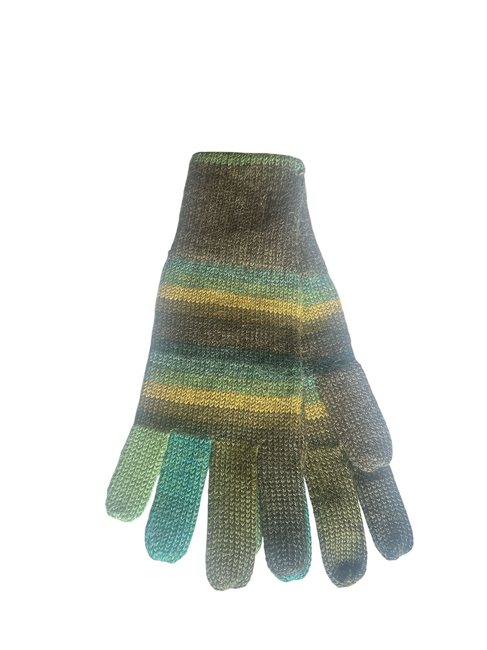 Thumbnail: 100% Alpaca Striped Gloves - Fine Knit