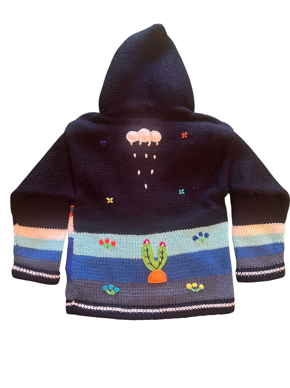 Thumbnail: Children's Peruvian Themed Full Zip Sweater - Blue Shades Size 4