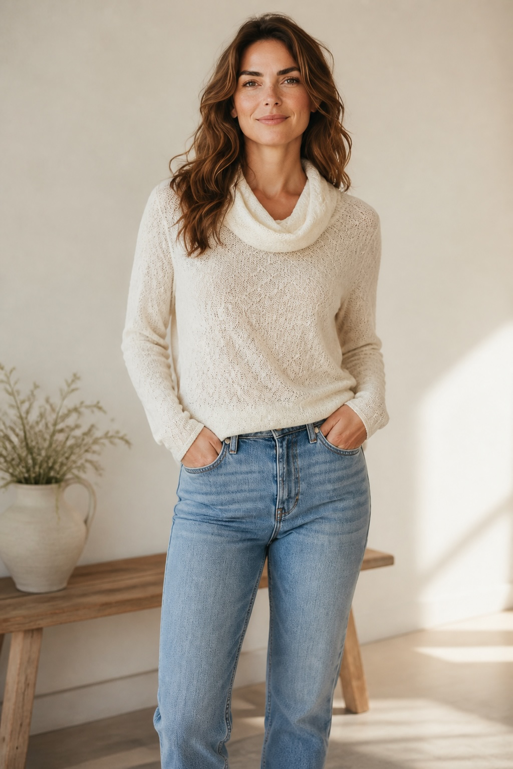 100% Baby Alpaca Ladies Lace Jumper