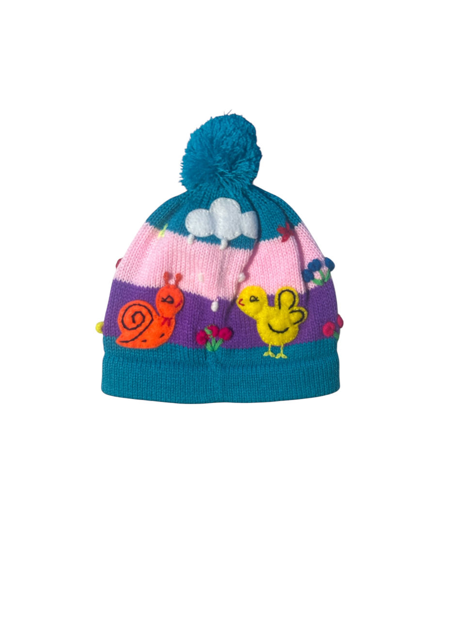 Thumbnail: Peruvian Themed Childs Cotton Applique Beanie