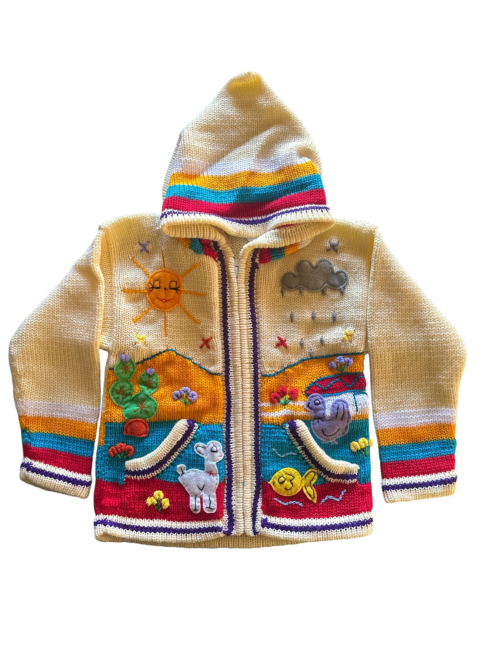 Thumbnail: Children's Peruvian Themed Full Zip Sweater - Mixed Colours Size 6