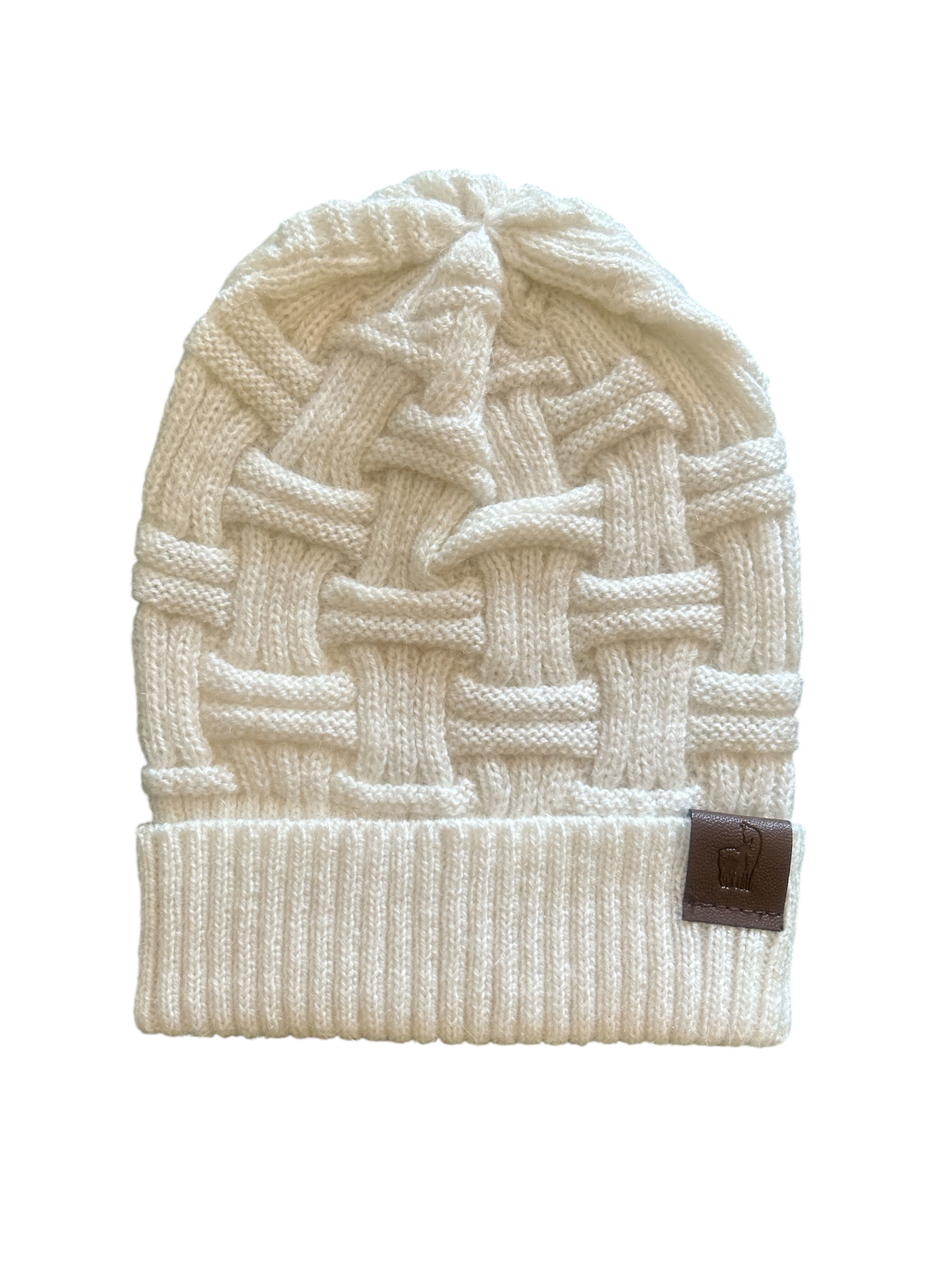 100% Alpaca Interwoven Lin Pattern Knit Beanie