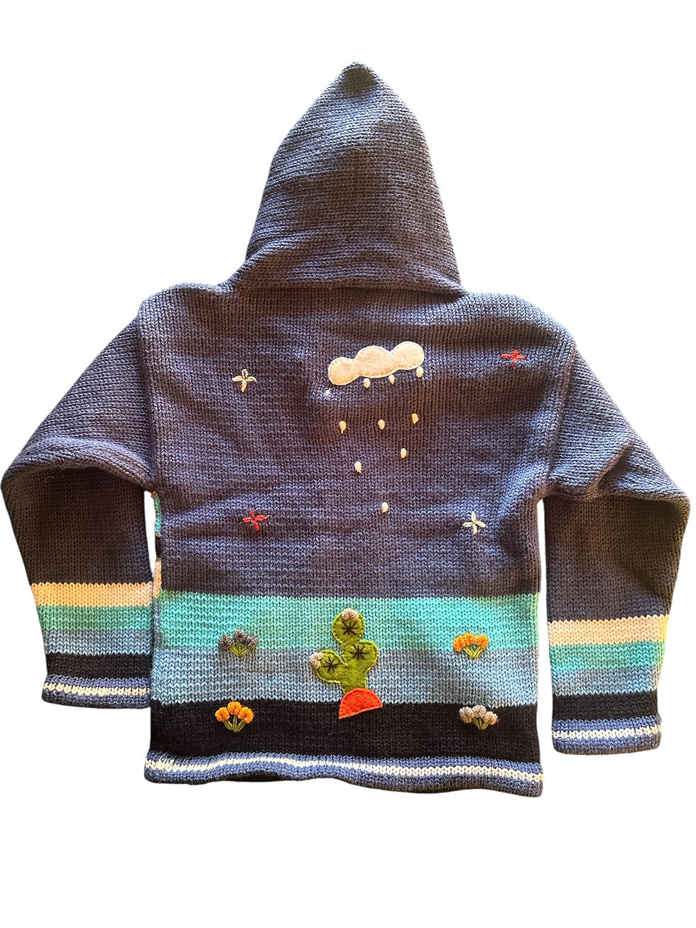 Thumbnail: Children's Peruvian Themed Full Zip Sweater - Blue Shades Size 6