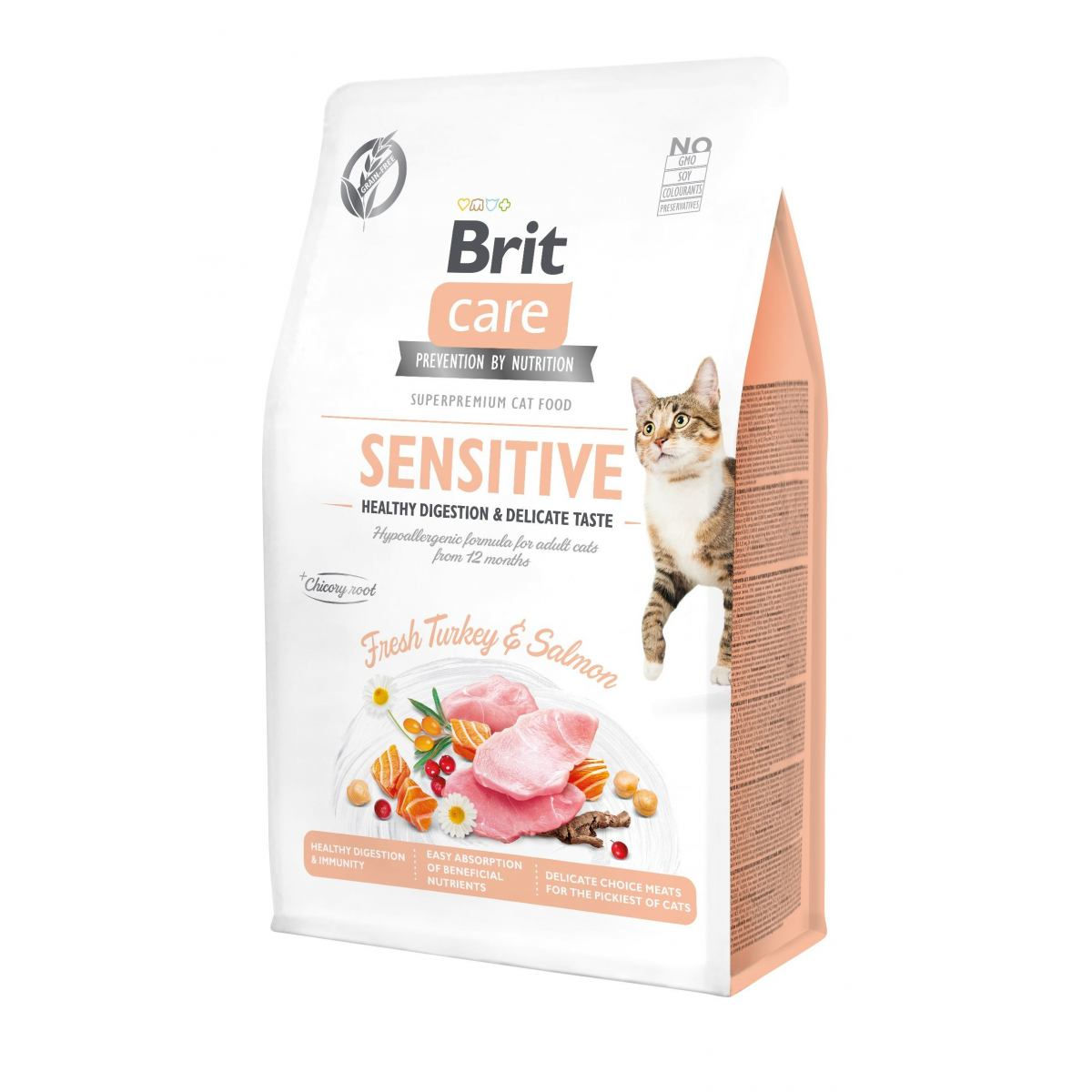 Сухий корм для котів з чутливим травленням Brit Care Cat GF Sensitive HDigestion & Delicate Taste, 0.4 кг