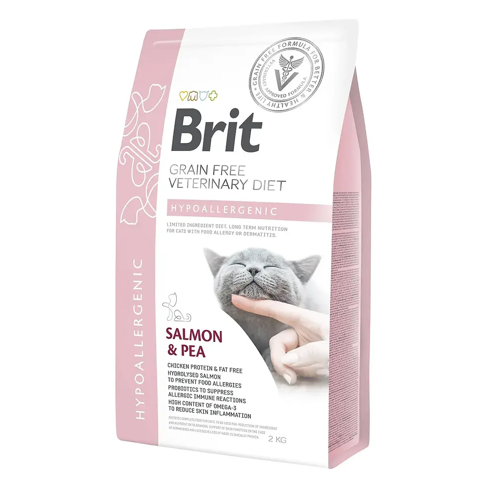 Сухий корм для котів, при харчовій алергії Brit GF Veterinary Diet Hypoallergenic 2 кг (лосось)