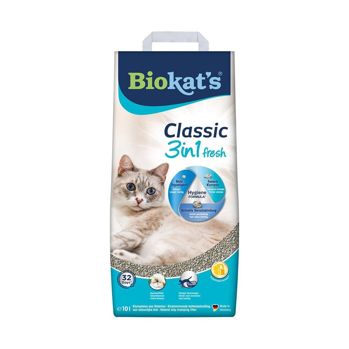 Наповнювач для котячого туалету Biokats Classic Fresh 3in1 Cotton Blossom 10 кг (бентонітовий)