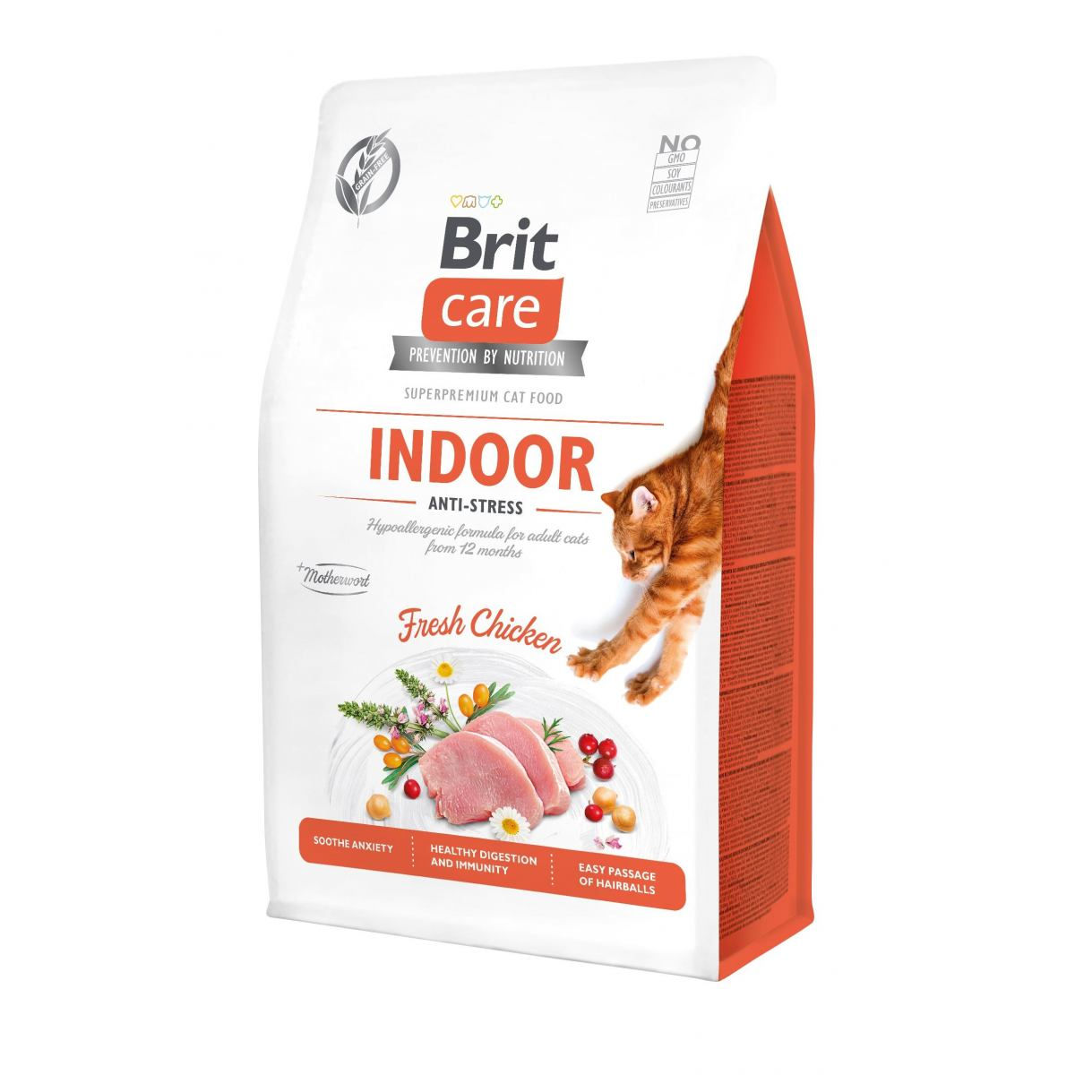 Сухий корм для котів, які постійно перебувають у приміщенні Brit Care Cat GF Indoor Anti-stress, 0,4 кг