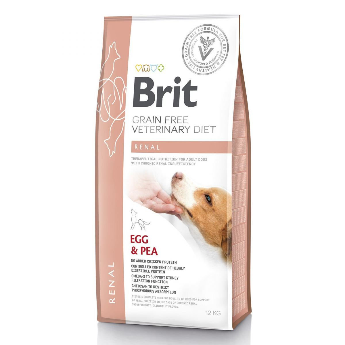 Brit GF VetDiets Dog Renal 12 kg при нирковій недостатності з яйцем, горохом та гречкою