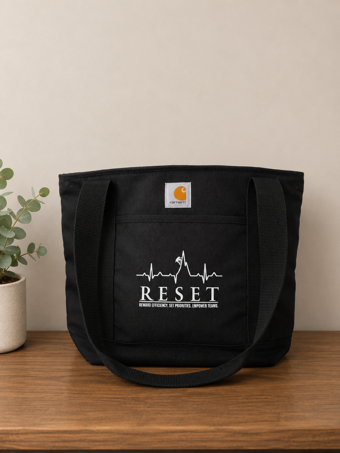 Carhartt Tote 18-Can Cooler with the RESET Mountain Climber Logo