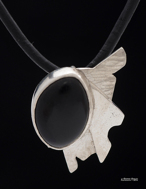Sterling Silver and Black Stone Pendant
