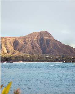 View of Diamond Head from the ocean during a Hawaii vow renewal charter