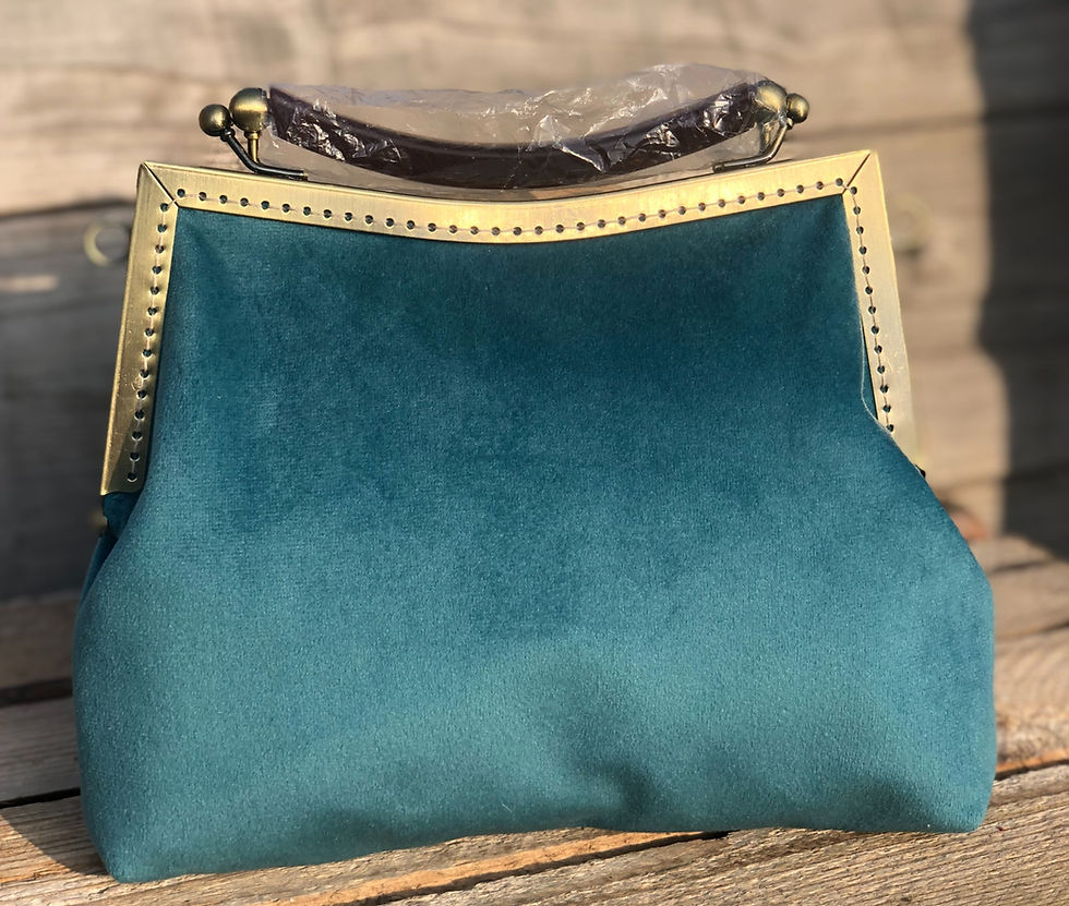 Thumbnail: The Cheltenham Teal Clutch Bag. Handmade Bespoke Blue Green Velvet Evening Purse