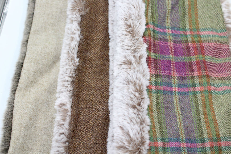 Thumbnail: Luxury British Tweed and Fur Snood- reversible, Infinity Scarf, Handmade, cowl,