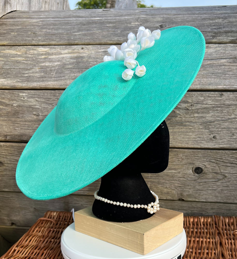 Thumbnail: Ceri Louise - Elegant Wide Brim Hat with Hand-Stitched Blossom Flowers