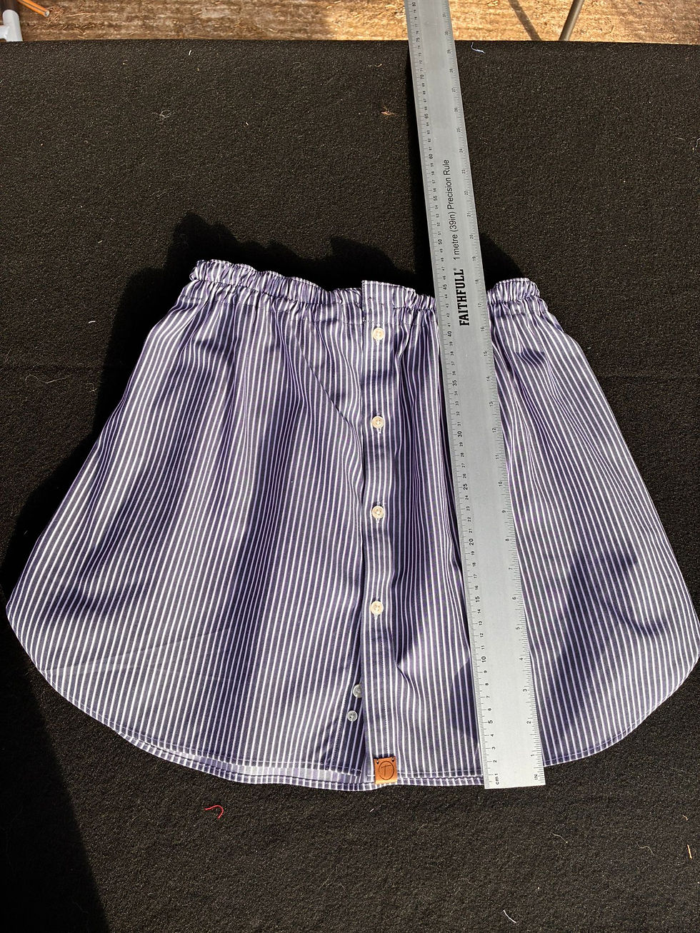 Thumbnail: Upcycled Navy and White Striped Shirt Skirt /  Repurposed Top