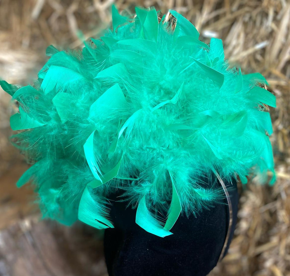 Thumbnail: Florence - Bright Jade Feather Statement Fascinator With Headband.