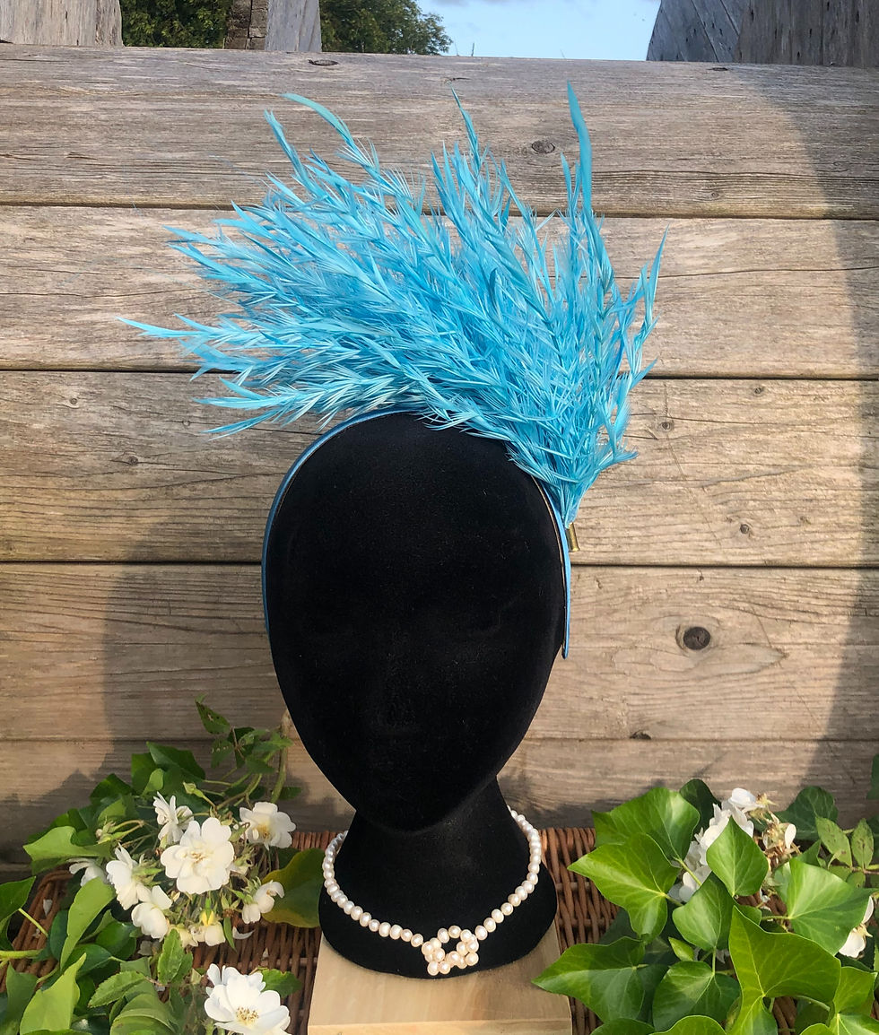 Thumbnail: Twisted Feather Fascinator in Turquoise Blue