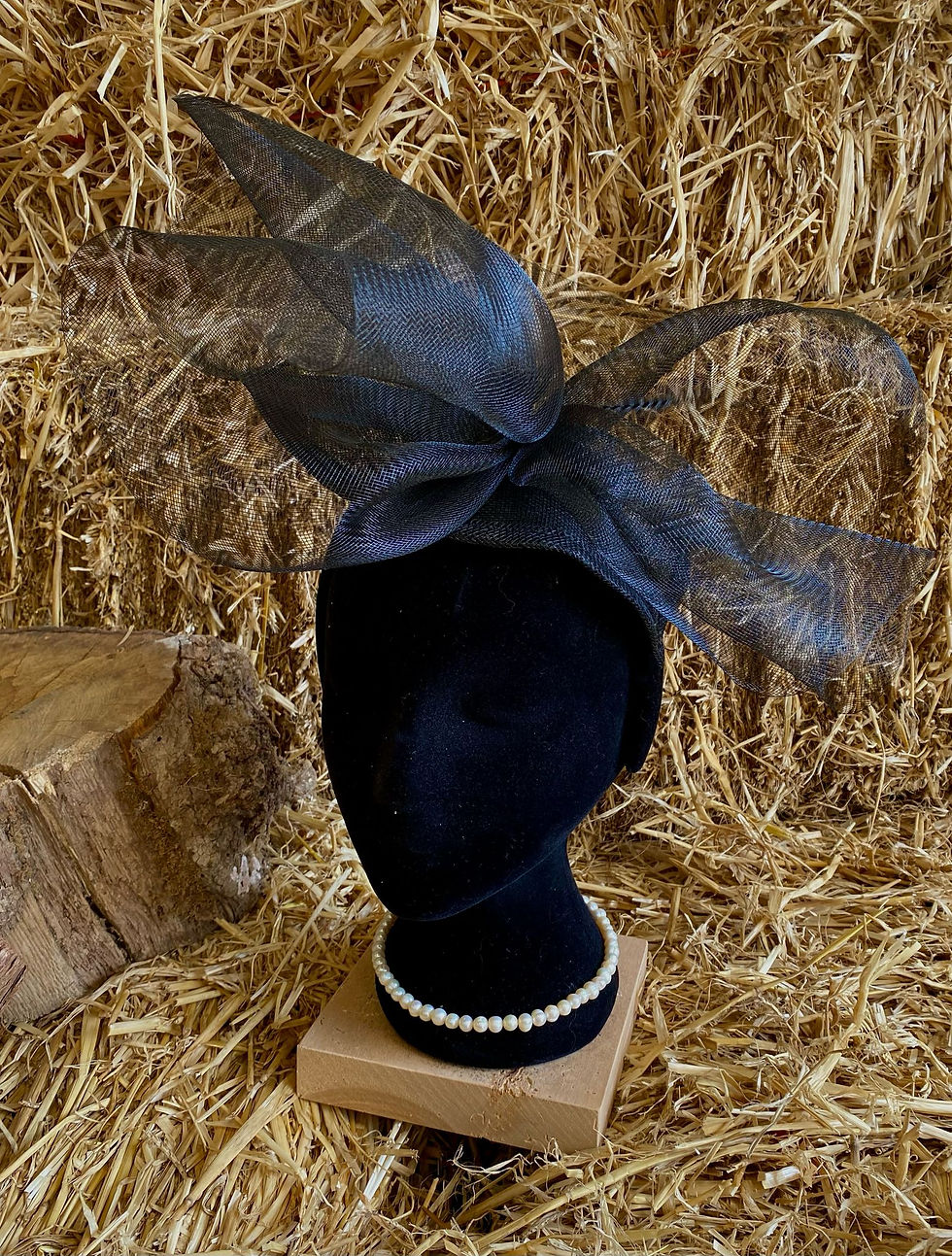 Thumbnail: Esme - Elegant Handmade Black Crinoline Fascinator
