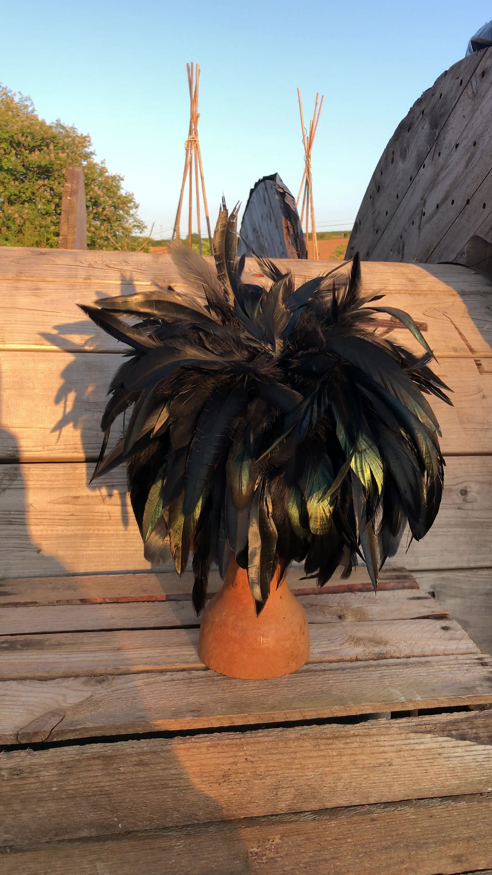 Thumbnail: Black Feather Fascinator with black velvet headband