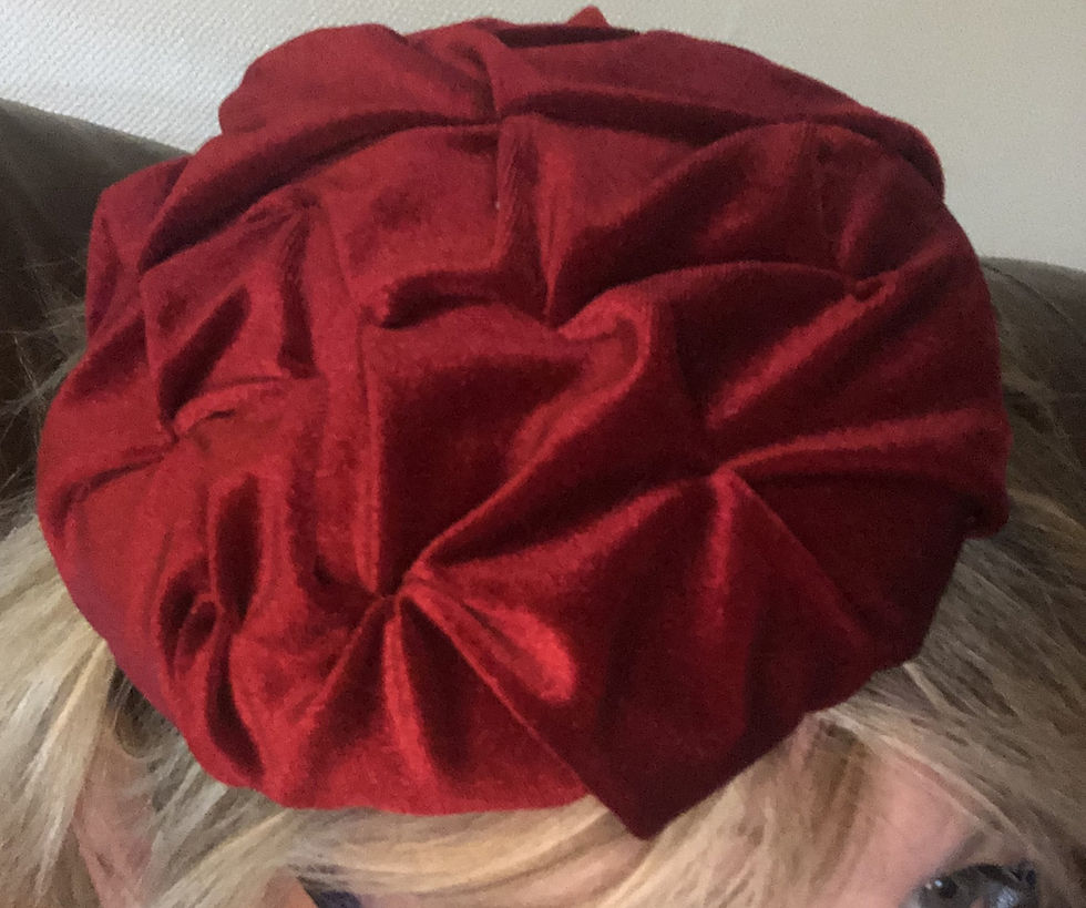Thumbnail: Gracie - Elegant, Handmade Smocked Velvet Fascinator - Custom colours available