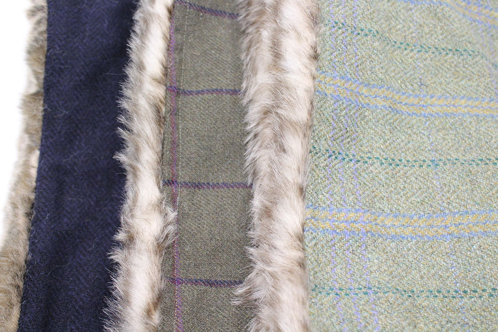 Thumbnail: Luxury British Tweed and Fur Snood- reversible, Infinity Scarf, Handmade, cowl,