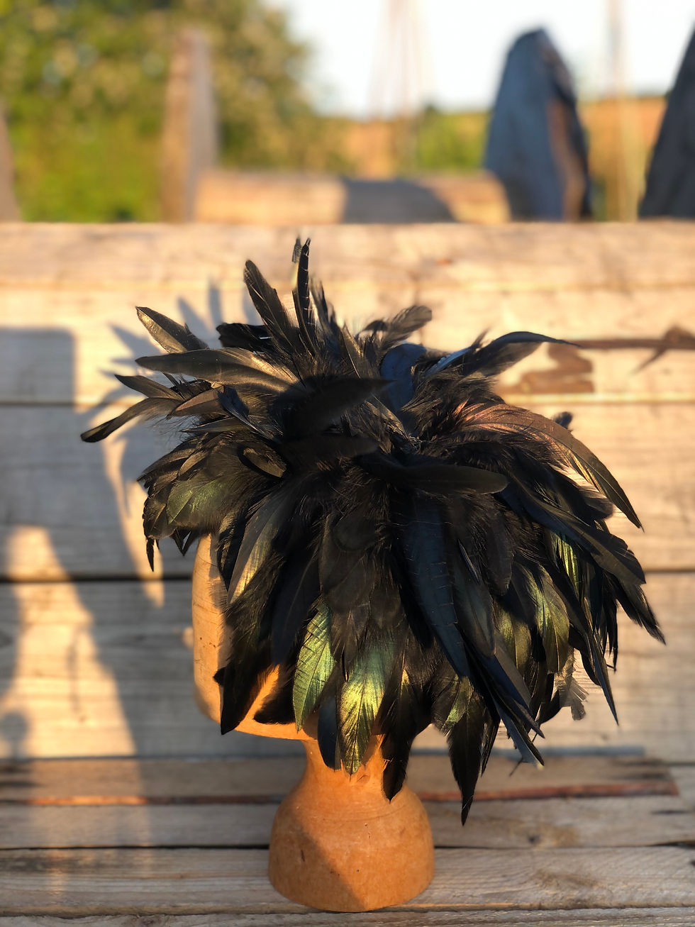Thumbnail: Black Feather Fascinator with black velvet headband
