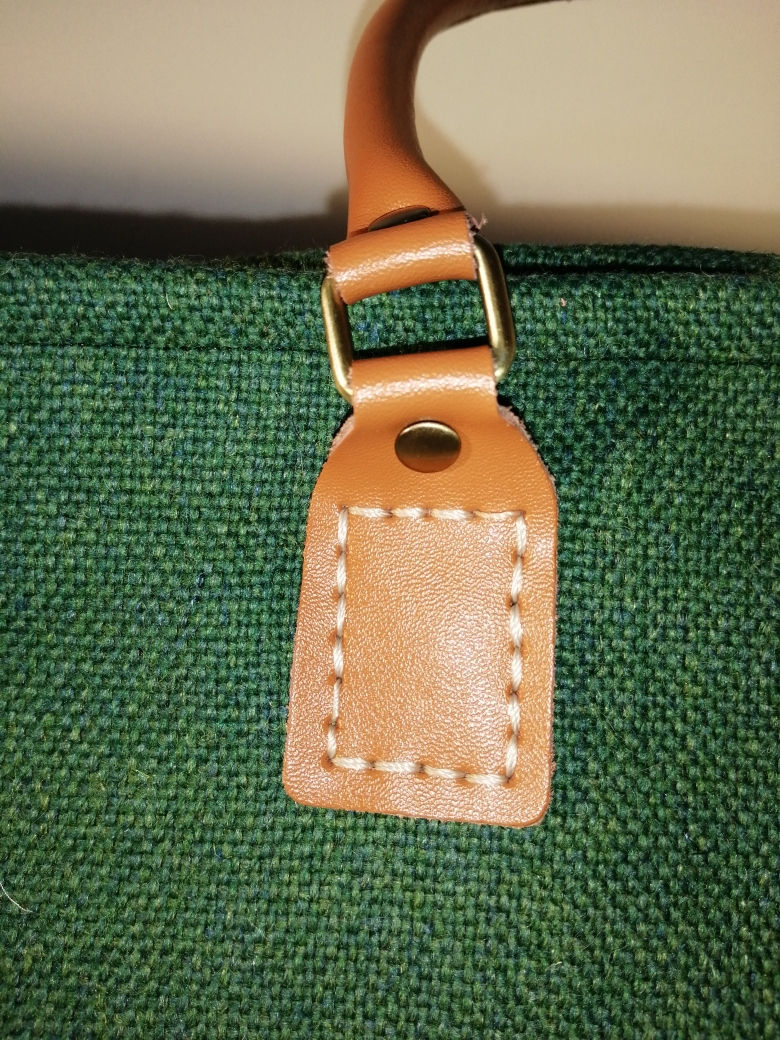 Thumbnail: British Wool Tweed Tote Handbag  - Hand crafted - handmade with real leather