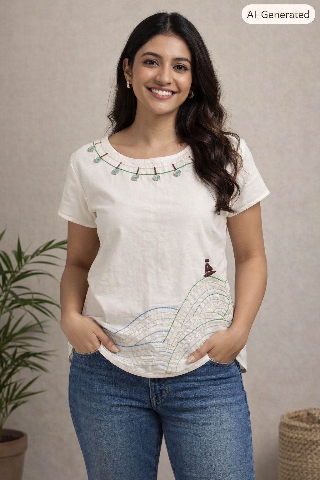 Cotton jeans tops