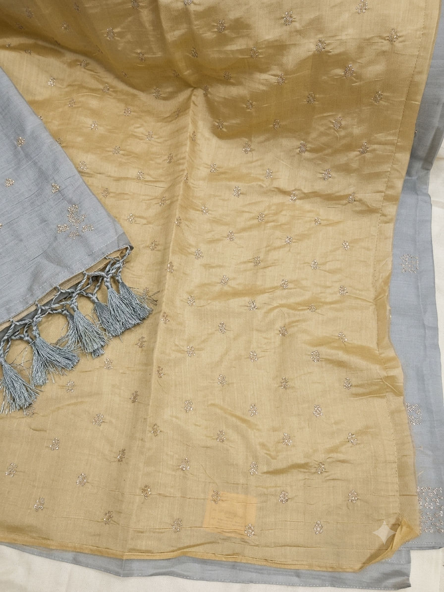 Thumbnail: Tot00152 Silver Dawn elegance semi silk saree