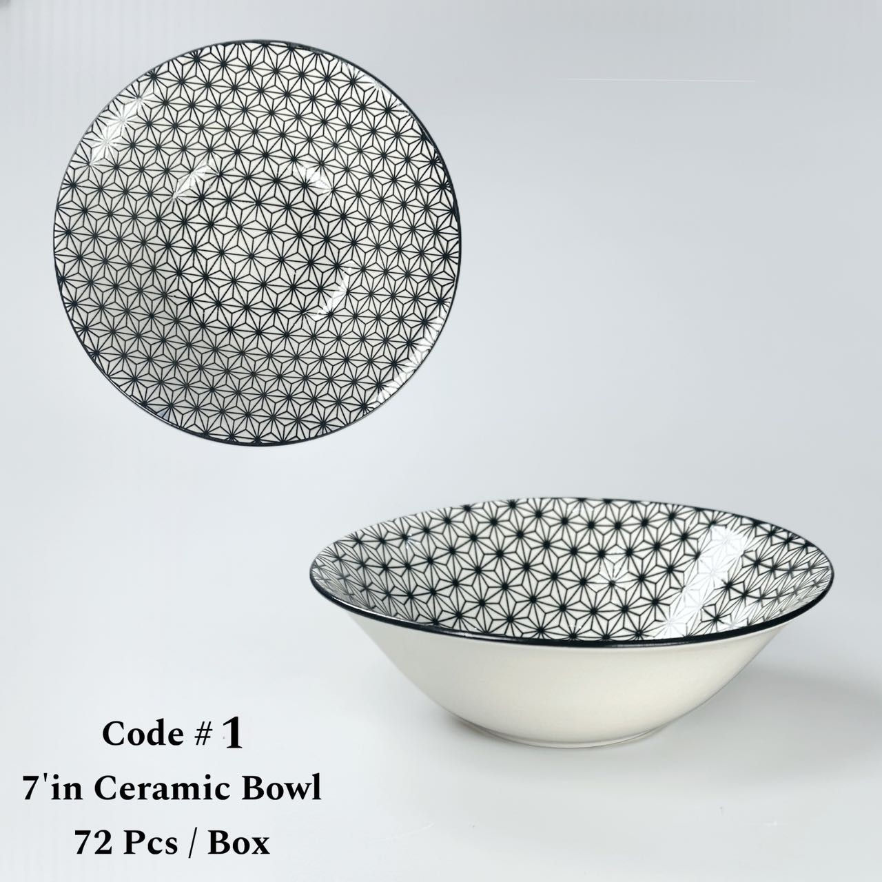 CODE#1 7'IN CERAMIC BOWL (72PCS)