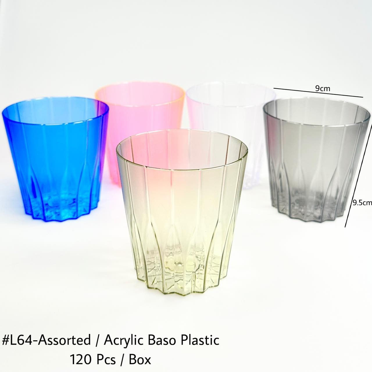 L64-ASSORTED ACRYLIC BASO PLASTIC (120PCS)