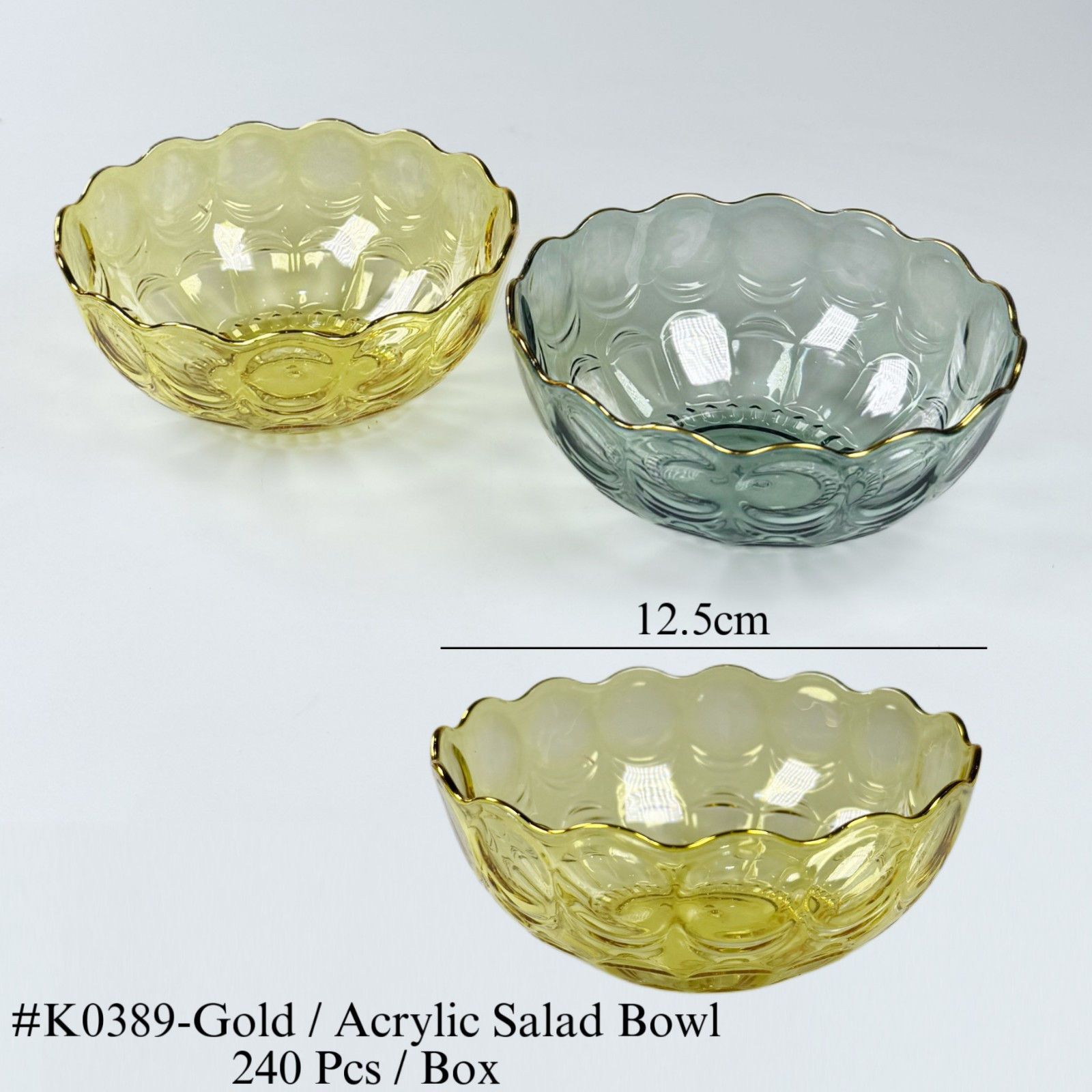 K0389-GOLD ACRYLIC SALAD BOWL (240PCS)