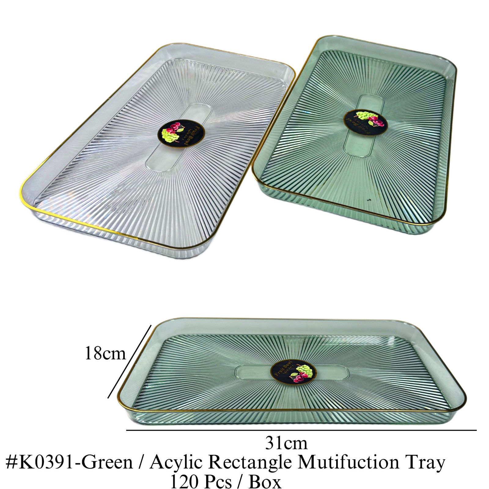 K0391-GREEN ACRYLIC TRAY (120PCS)