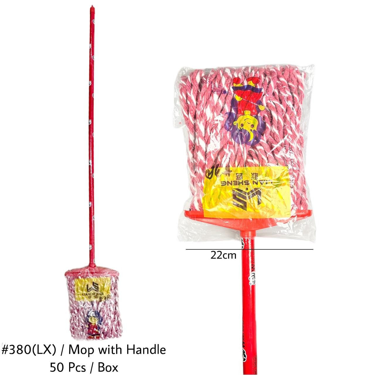 380(LX) RED MOP WOOD HANDLE (50PCS)