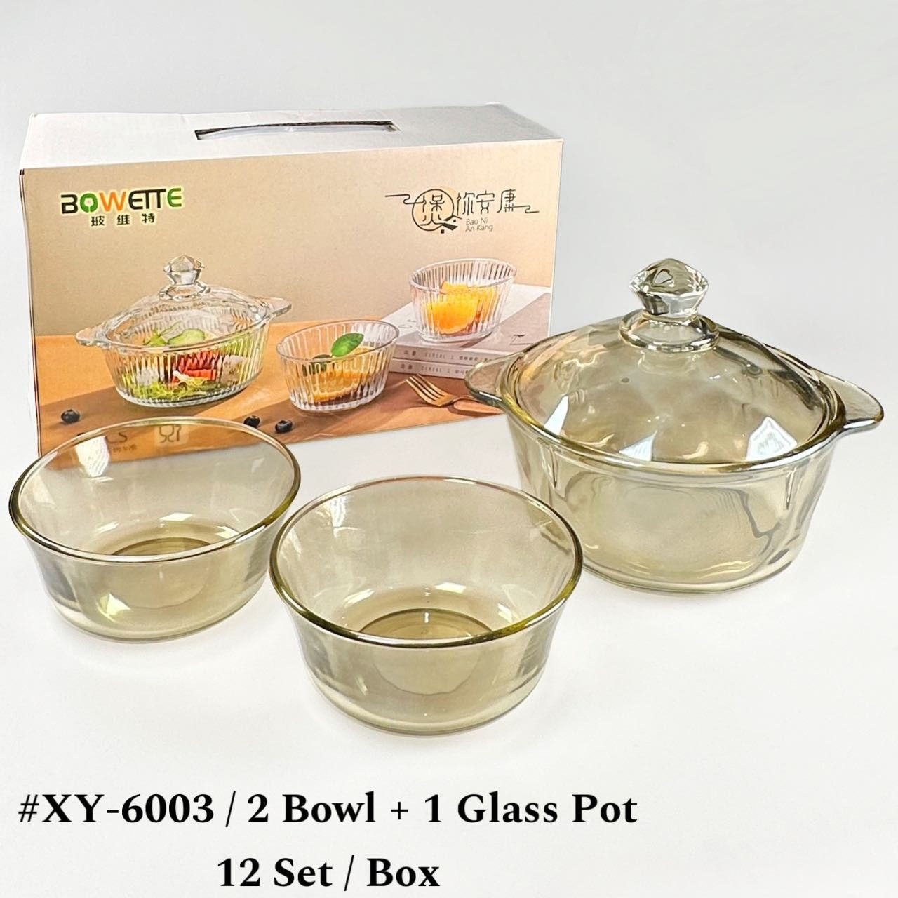 XY-6003（16pcs） 2 BOWL + 1 POT GLASS (12SET)