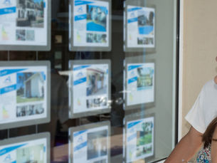 Couple looking at properties