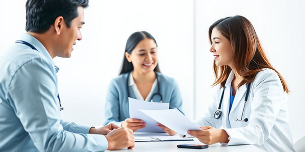 A professional, photo-realistic banner image for a medical concierge FAQ webpage._Scene sh
