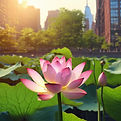 Lotus growing in New York City in the Summer realistic.jpg