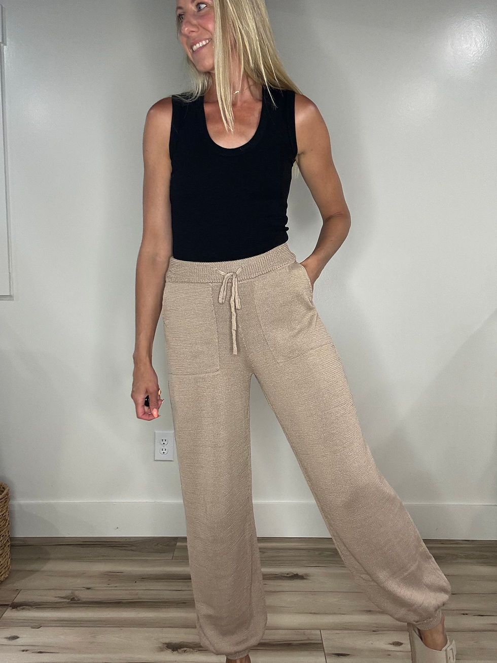 Thumbnail: Latte Knit Joggers
