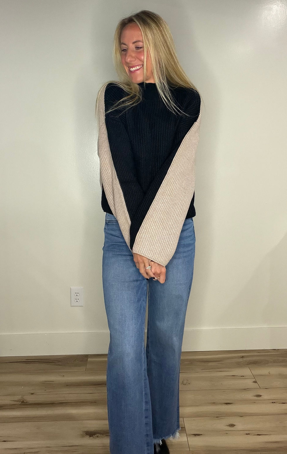 Thumbnail: Two Toned Mock Sweater