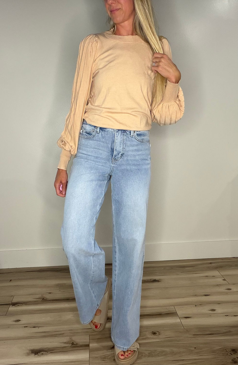 Thumbnail: Judy Blue Tummy Control Long Wide Leg