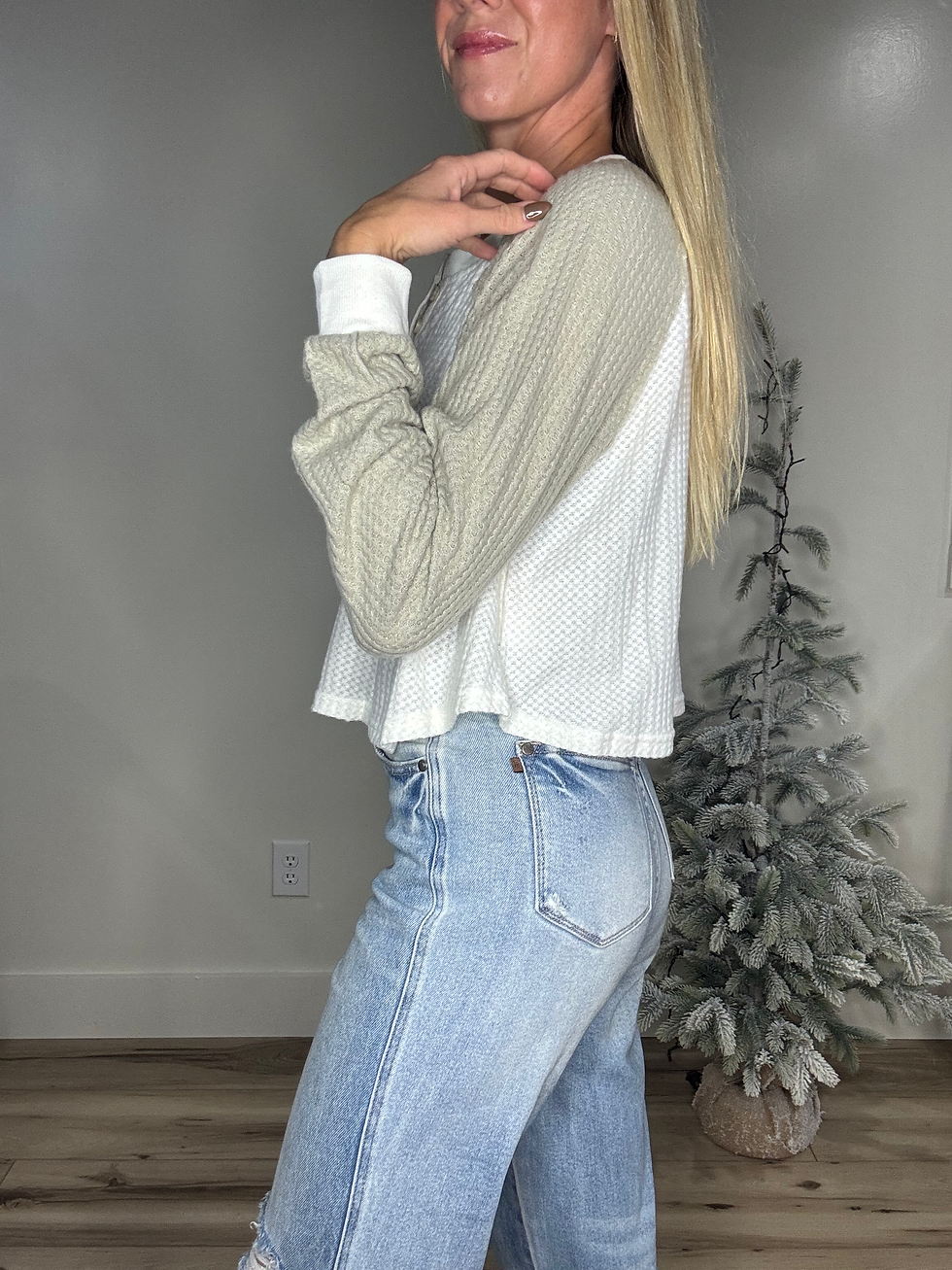 Thumbnail: Eleanor Brushed Crop Henley