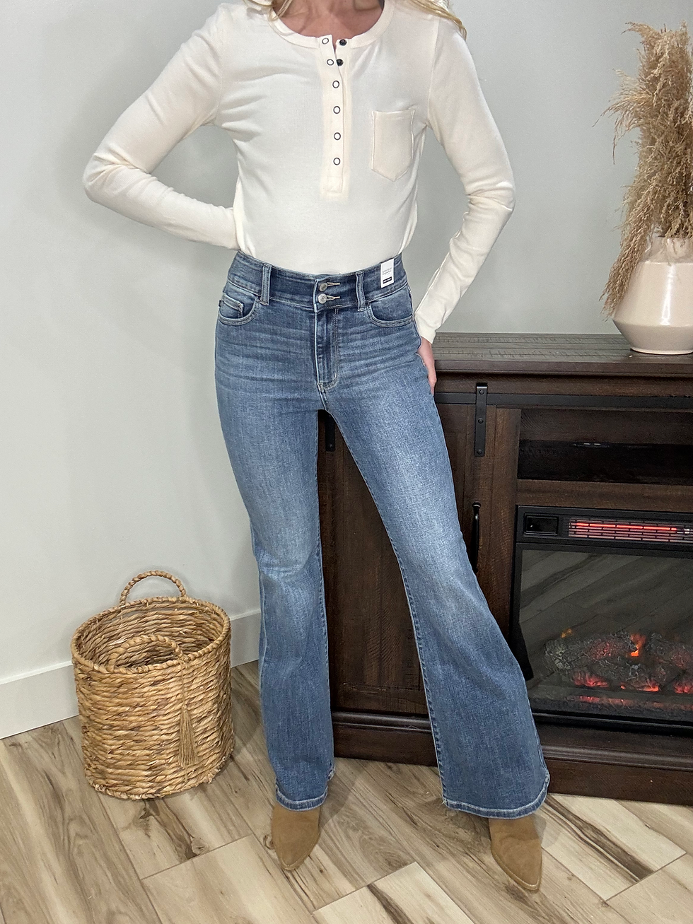Thumbnail: High Waist Judy Blue Pocket Flare