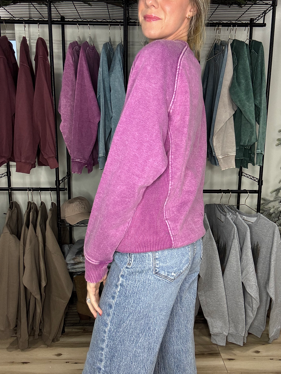 Thumbnail: Ribbed Detail Fleece Crewneck