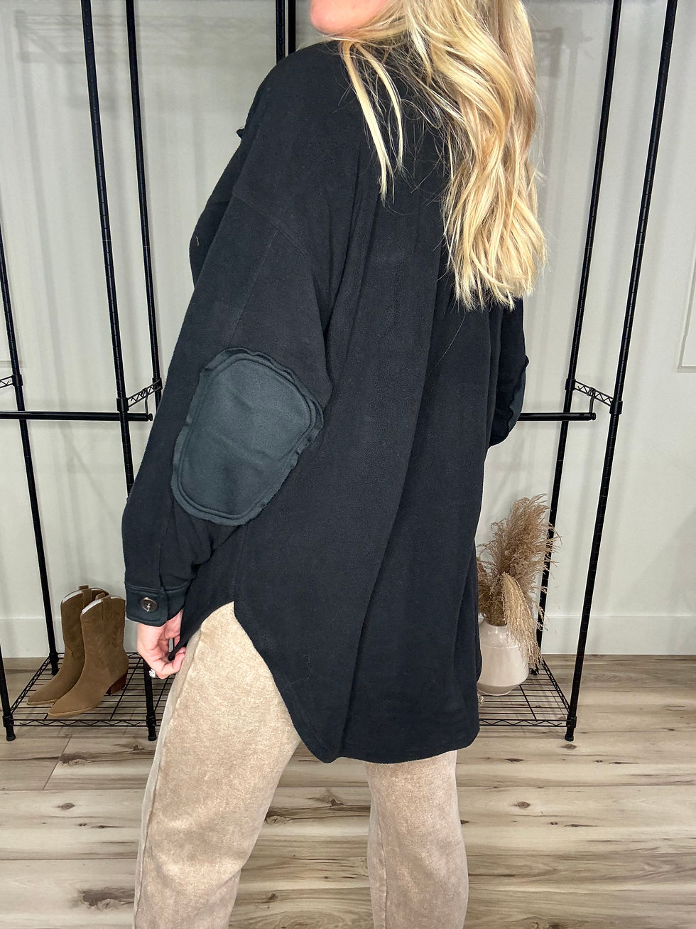 Thumbnail: Burnt Sage Basic Fleece Shacket