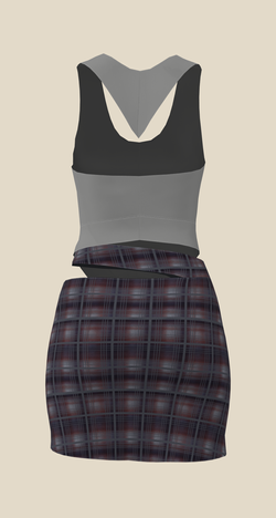 McLaren Skirt & Carabo Top - Purple Plaid and Concrete Colorway