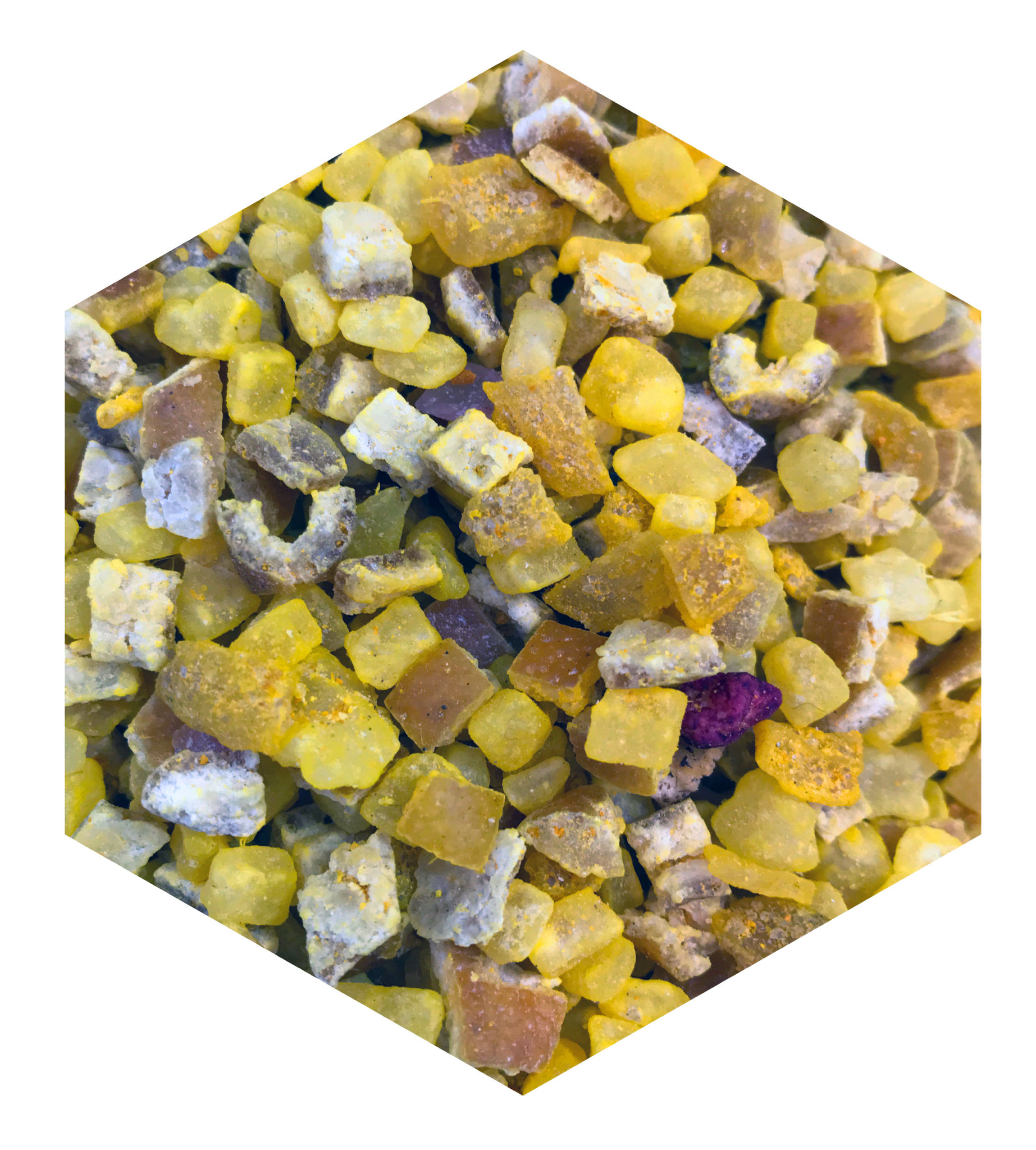 Dried Yellow Fruits Hex Tile one inch thick