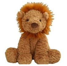Soft plush lion teddy bear toy by Yoy & Toy, brown cuddly stuffed animal with fluffy mane, suitable for babies, toddlers and kids.