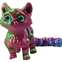 Articulated 3D printed cat figurine by Katico with flexible joints – decorative desk toy for cat lovers.