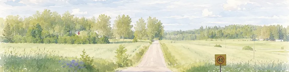Havainnekuva Kuikunrinteen ja Sarvanniityn alueista. Kuvassa näkyvät Lusilantie sekä Nummelan maaseutumaisema, metsät ja pellot.